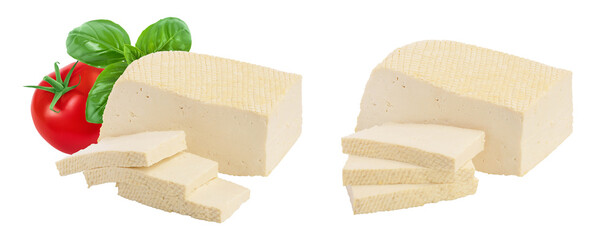tofu cheese isolated on white background with full depth of field,