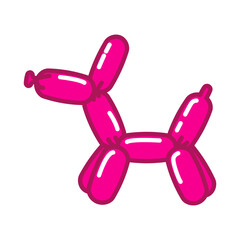 Pink classic balloon dog. Toy dog puppy balloon. Bubble animal in a shape of puppy