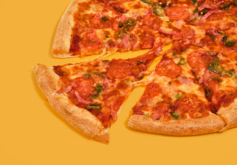 Freshly made hot pizza. Dinner at the cafe.