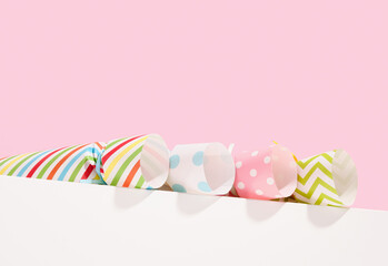 Candy shaped gifts. Cheerful holiday spirit. Copy space for text.