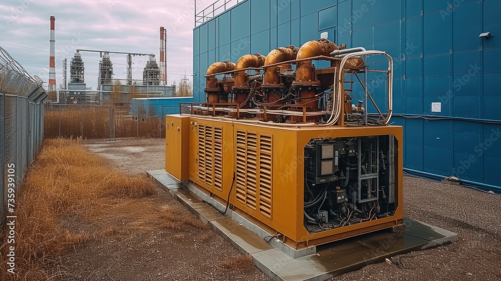 Poster a large diesel-powered generator. generative ai.
