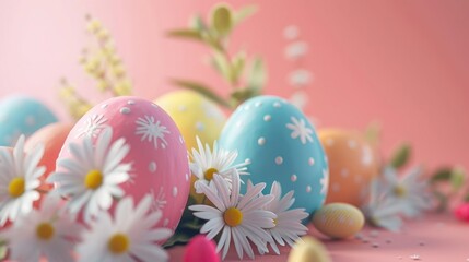 Obraz na płótnie Canvas Easter Egg Delights: Colorful Shells with Flower Details