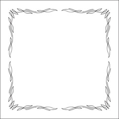 Elegant black and white monochrome ornamental border with sharp angles for greeting cards, banners, invitations. Vector frame for all sizes and formats. Isolated vector illustration.	
