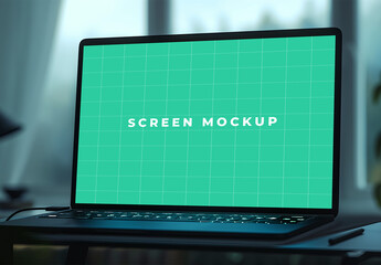 Slightly Angled Laptop Computer Mockup, Generative ai