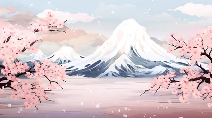 Photo sur Plexiglas Rose clair winter landscape with mountains and snow
