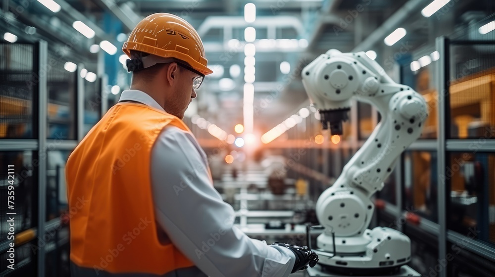Aufkleber engineer install and testing industry robotic in manufacturing. digital manufacturing operation. gen
