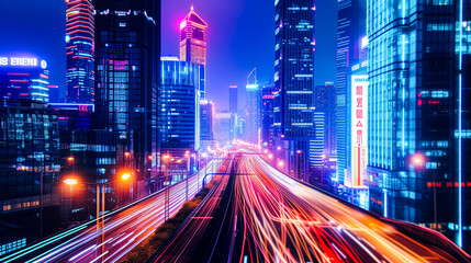 Cityscape Innovation: A Bright Digital Future in Cyberspace with Abstract Background