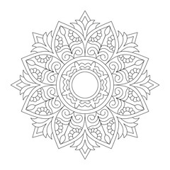 Relaxation Floral Mandala Design for Coloring book page