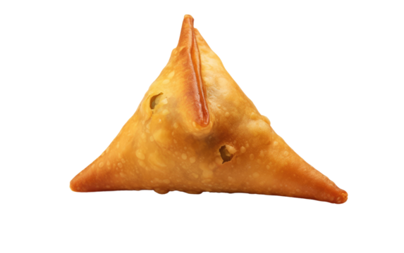 Triangle-shaped Food. A piece of food that is shaped in the form of a triangle placed on a plate.