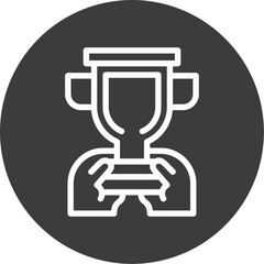 Hand with a trophy for recognition Icon