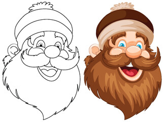 Black and white sketch transforms into colored illustration.