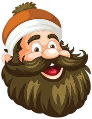 Cartoon of a smiling man with a large beard.