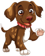 Cartoon illustration of a cheerful brown puppy