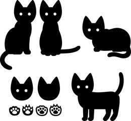 猫のデフォルメシルエットイラスト