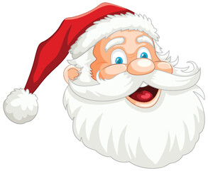 Cartoon Santa Claus face with festive red hat