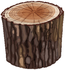 Realistic tree stump with textured bark and rings.