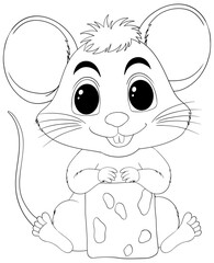 Adorable mouse holding a block of cheese happily.