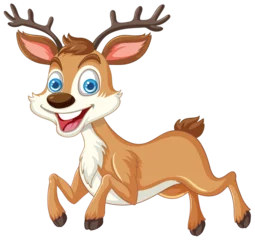 Foto op Plexiglas Kinderen A happy, playful young deer illustrated in vector.