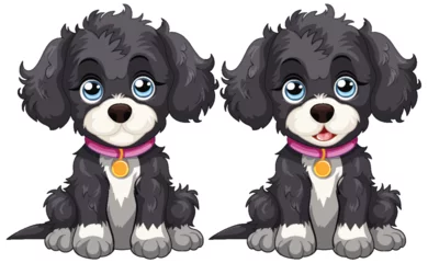Foto op Plexiglas Kinderen Two cute animated puppies with big eyes