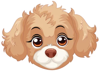 Foto op Plexiglas Kinderen Cute vector illustration of a brown puppy's face