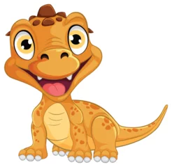 Foto op Plexiglas Kinderen Adorable smiling baby dinosaur in a playful pose.