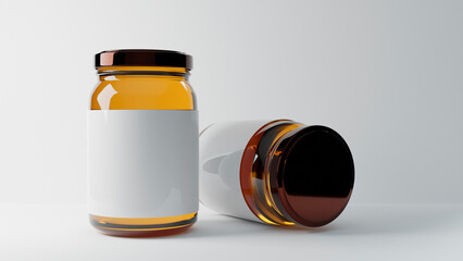 5 Honey Jar Mockup bottle with white background