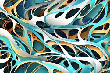 Biomorphic Abstract Pattern with Swirling Shapes and Vibrant Hues