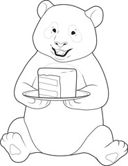 Panda Birthday Cake Animal Vector Graphic Art Illustration