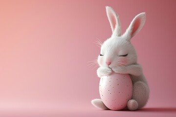 cute bunny hug easter egg - obrazy, fototapety, plakaty
