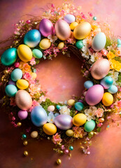 beautiful Easter wreath decor. Selective focus.