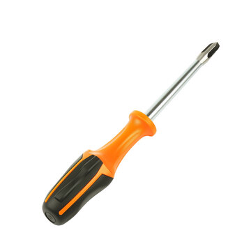 crosshead screwdriver with orange handle, isolated on transparent background