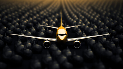 Golden leader airplane in a crowd