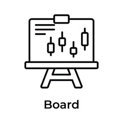 Candlestick chart on board denoting concept icon of business presentation