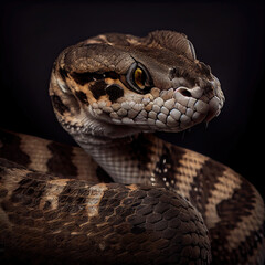Obraz premium Carpet Viper Close-Up Portrait in Dark Studio Setting