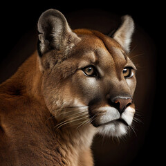 Majestic Cougar Portrait with Intense Gaze in Studio