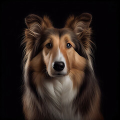 Elegant Scotch Collie Sheepdog Portrait with Studio Lighting