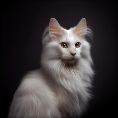 Obraz premium Elegant Turkish Angora Cat Portrait in a Professional Studio