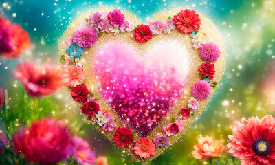 Obraz na płótnie Canvas heart with flowers valentine. Selective focus.
