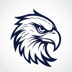 eagle head vector logo design , bird head blue drawing