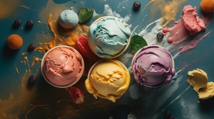 colored ice cream top view
