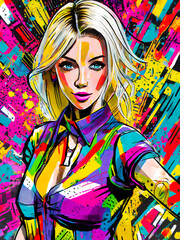 Modern colourful Pop Art style Female model