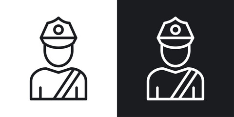 Policeman icon designed in a line style on white background.