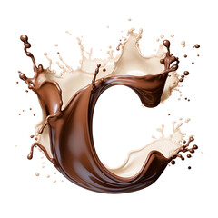 chocolate alphabet, letter C on transparent background.