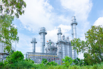 Petroleum power plant around with nature tree for green industry for good environment ozone low air...