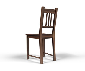 Simple wooden chair on white background, mockup, packshot