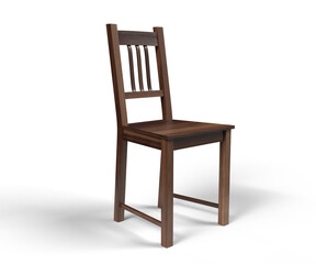 Simple wooden chair on white background, mockup, packshot