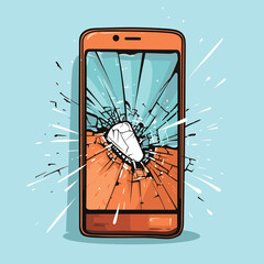 Smartphone with broken screen Cartoon vector illustration
