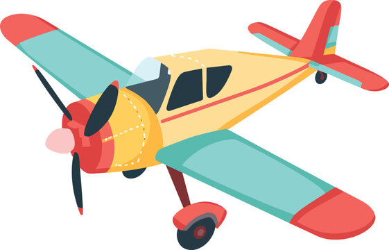 Cute plane flat vector isolated on white.
