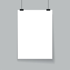 Empty poster hanging on wall template