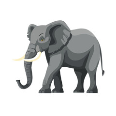 Gray elephant flat vector isolated on white.
